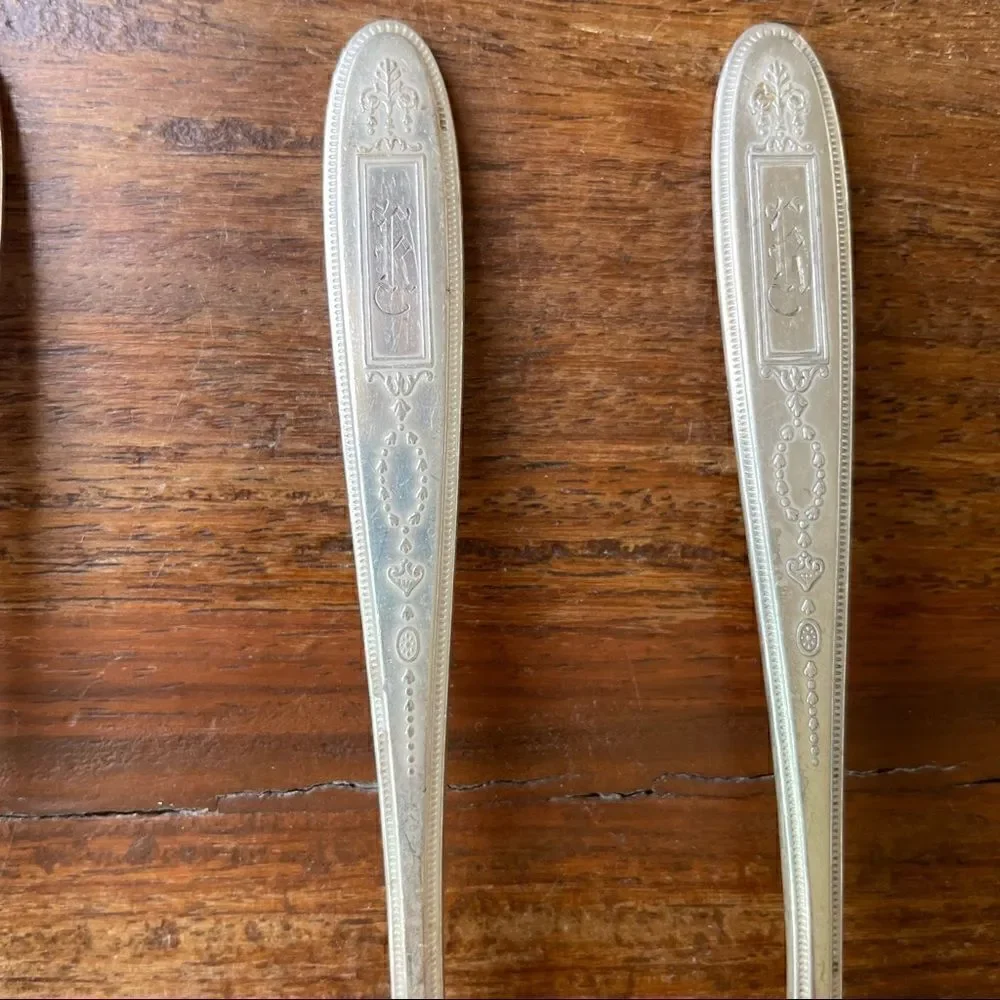 Antique 1921 Oneida Community Plate Grosvenor Teaspoons Set of 6 With Monogram